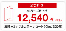 2つ折りパンフレットA4仕上げ300部翌日発送